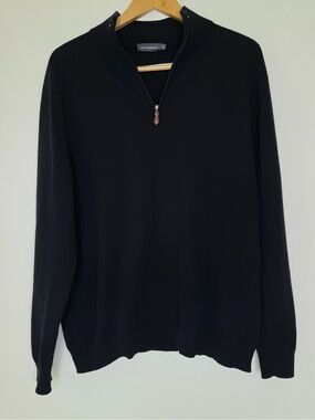 Pure Cashmere Navy Pullover 1/4 zip Sweater